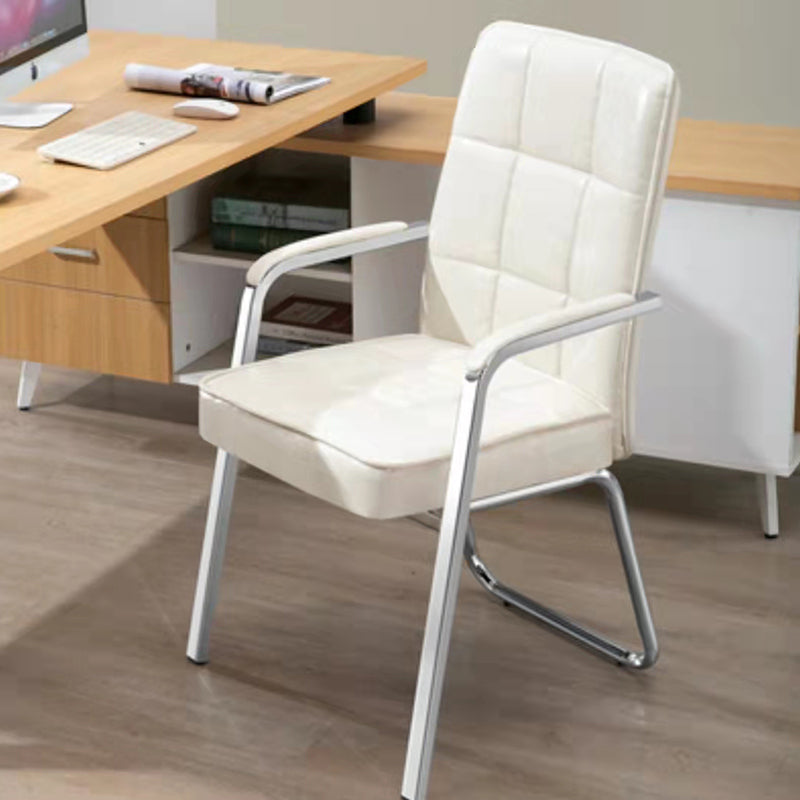 Modern Arm Desk Chair with Metal Base Mid Back Office Chair with Padded Arms