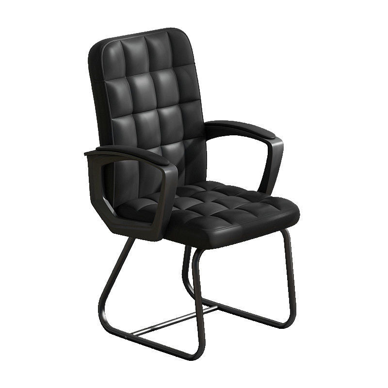 Modern Arm Desk Chair with Metal Base Mid Back Office Chair with Padded Arms