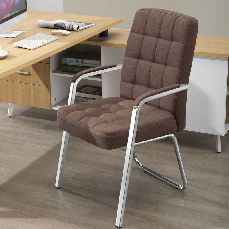 Modern Arm Desk Chair with Metal Base Mid Back Office Chair with Padded Arms