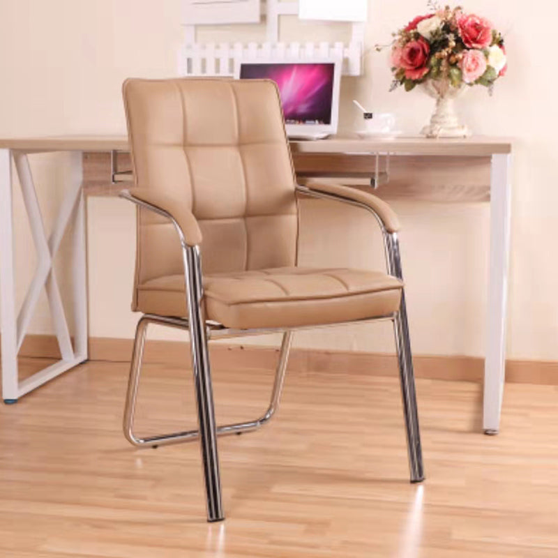 Modern Arm Desk Chair with Metal Base Mid Back Office Chair with Padded Arms