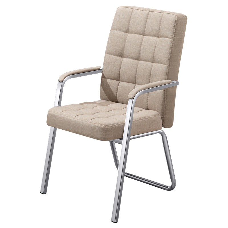 Modern Arm Desk Chair with Metal Base Mid Back Office Chair with Padded Arms