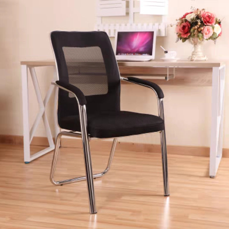 Modern Arm Desk Chair with Metal Base Mid Back Office Chair with Padded Arms