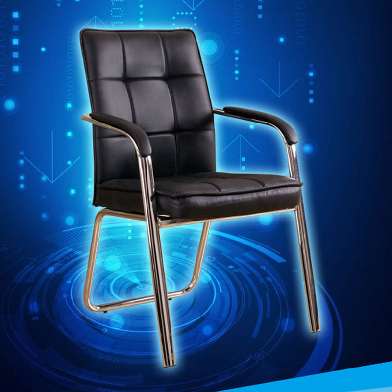 Modern Arm Desk Chair with Metal Base Mid Back Office Chair with Padded Arms