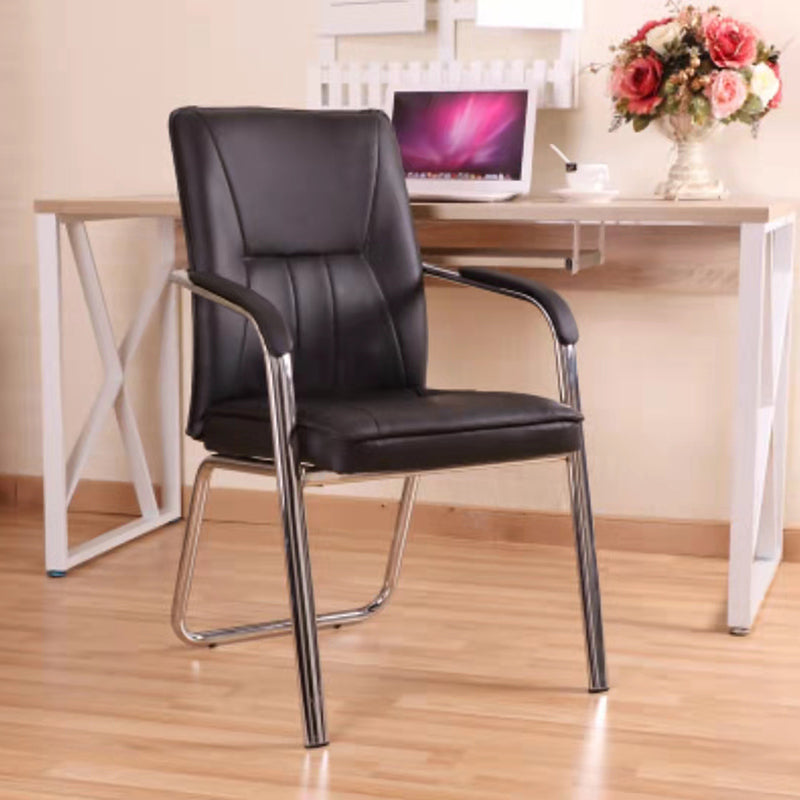 Modern Arm Desk Chair with Metal Base Mid Back Office Chair with Padded Arms