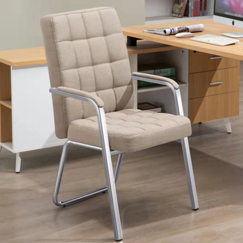 Modern Arm Desk Chair with Metal Base Mid Back Office Chair with Padded Arms