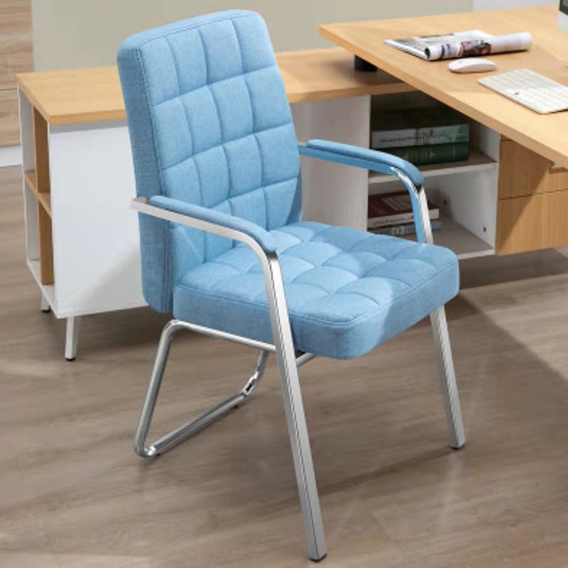 Modern Arm Desk Chair with Metal Base Mid Back Office Chair with Padded Arms