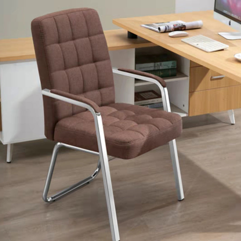 Modern Arm Desk Chair with Metal Base Mid Back Office Chair with Padded Arms