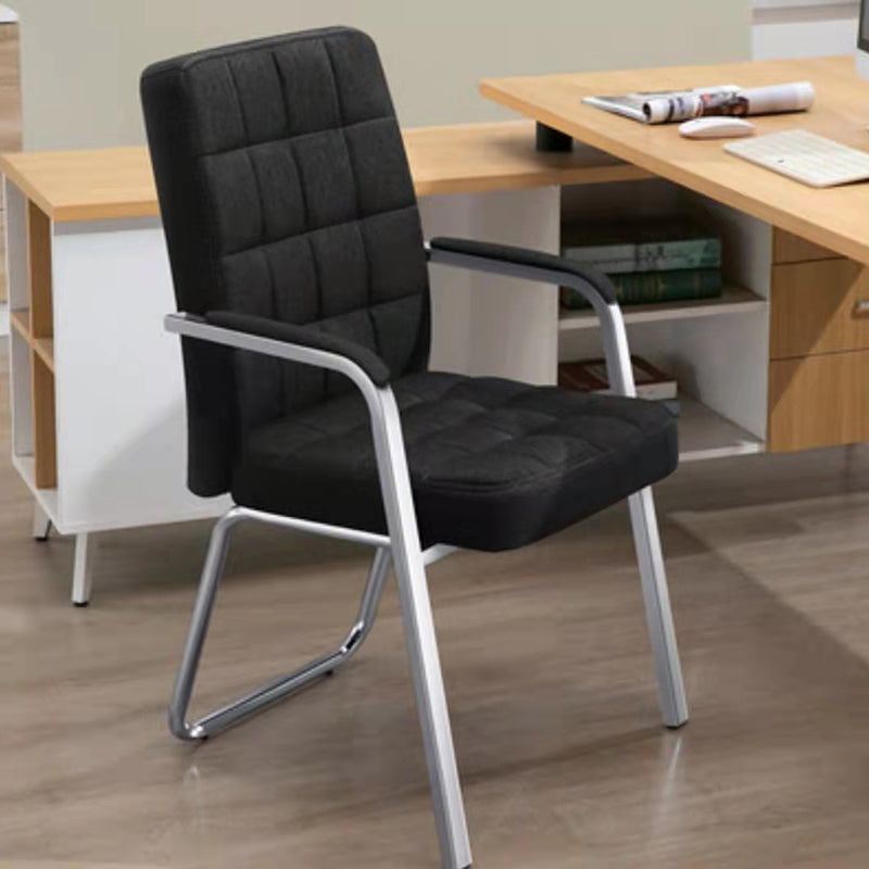 Modern Arm Desk Chair with Metal Base Mid Back Office Chair with Padded Arms