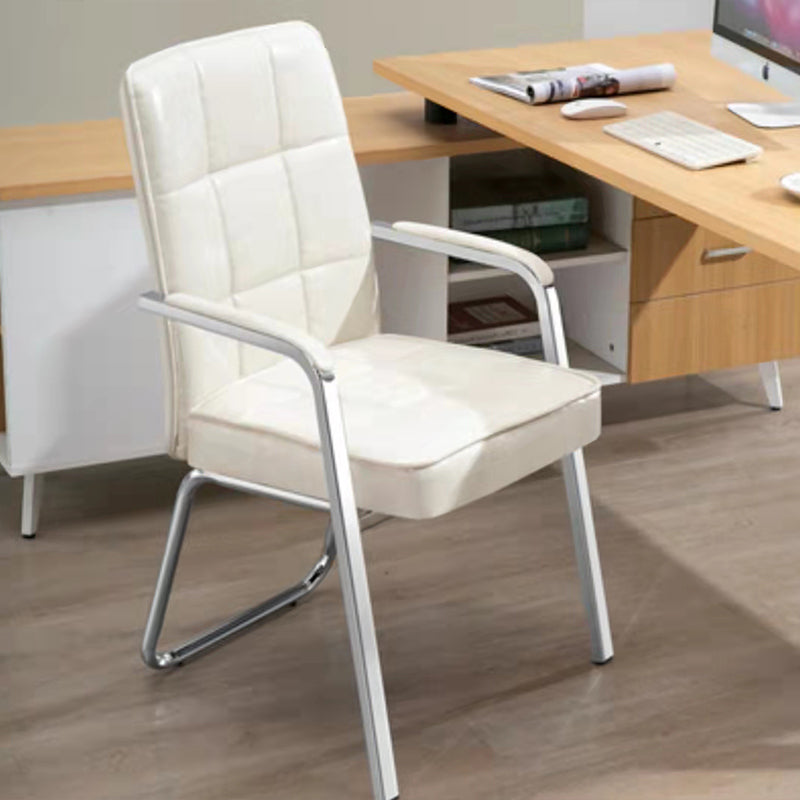 Modern Arm Desk Chair with Metal Base Mid Back Office Chair with Padded Arms