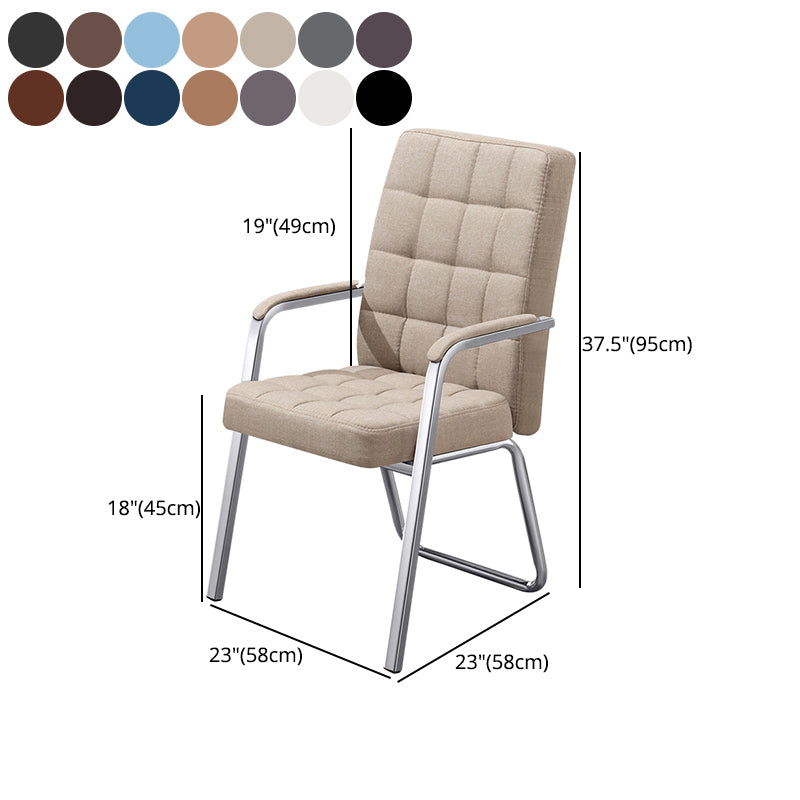 Modern Arm Desk Chair with Metal Base Mid Back Office Chair with Padded Arms