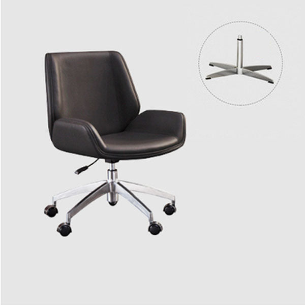 Modern Style Swivel Task Chair Faux Leather Office Chair with Fixed Arms