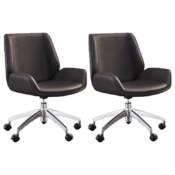 Modern Style Swivel Task Chair Faux Leather Office Chair with Fixed Arms