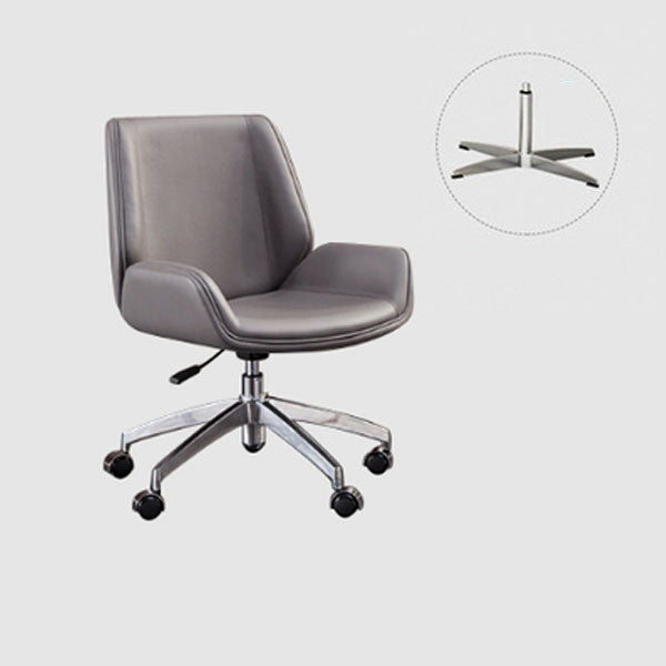 Modern Style Swivel Task Chair Faux Leather Office Chair with Fixed Arms