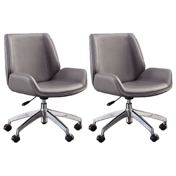 Modern Style Swivel Task Chair Faux Leather Office Chair with Fixed Arms