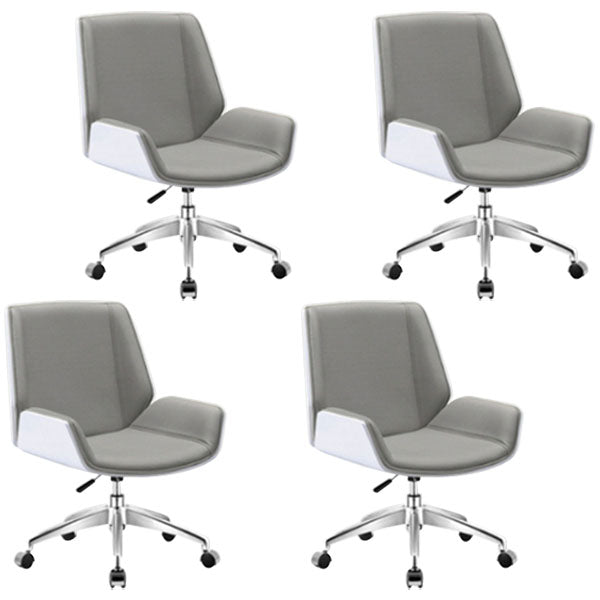 Modern Style Swivel Task Chair Faux Leather Office Chair with Fixed Arms