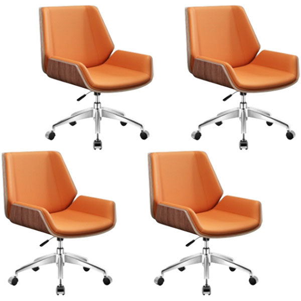 Modern Style Swivel Task Chair Faux Leather Office Chair with Fixed Arms