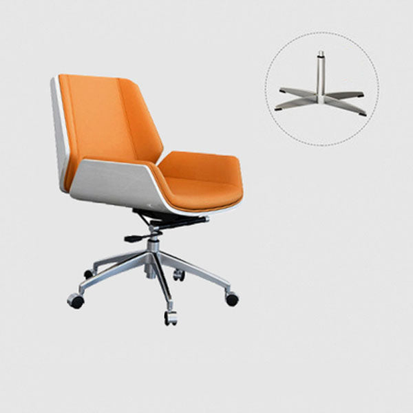 Modern Style Swivel Task Chair Faux Leather Office Chair with Fixed Arms