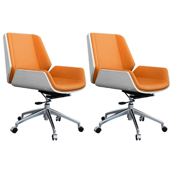 Modern Style Swivel Task Chair Faux Leather Office Chair with Fixed Arms