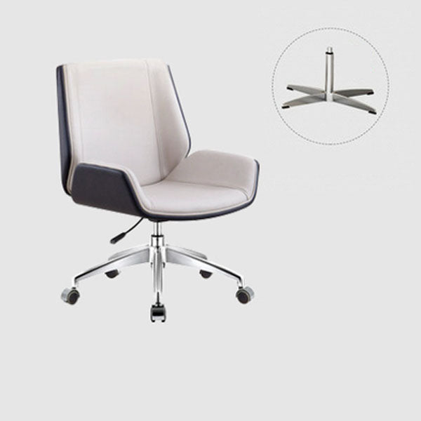 Modern Style Swivel Task Chair Faux Leather Office Chair with Fixed Arms