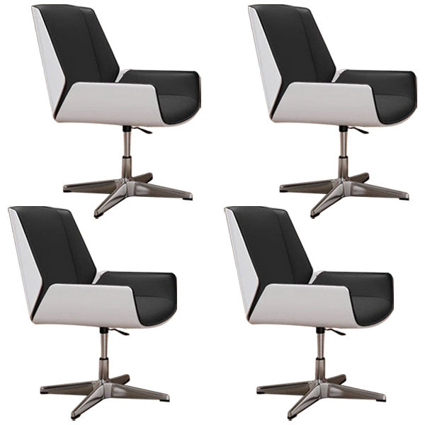 Modern Style Swivel Task Chair Faux Leather Office Chair with Fixed Arms