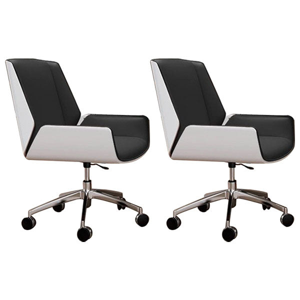 Modern Style Swivel Task Chair Faux Leather Office Chair with Fixed Arms