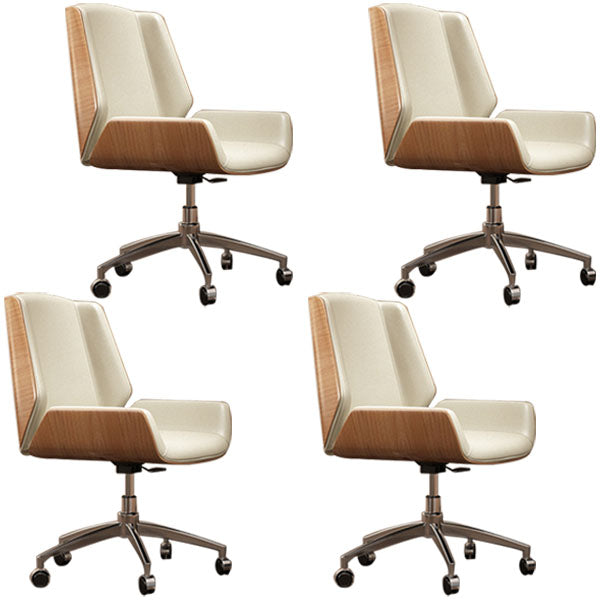 Modern Style Swivel Task Chair Faux Leather Office Chair with Fixed Arms