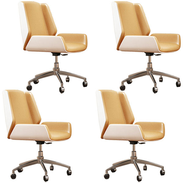 Modern Style Swivel Task Chair Faux Leather Office Chair with Fixed Arms