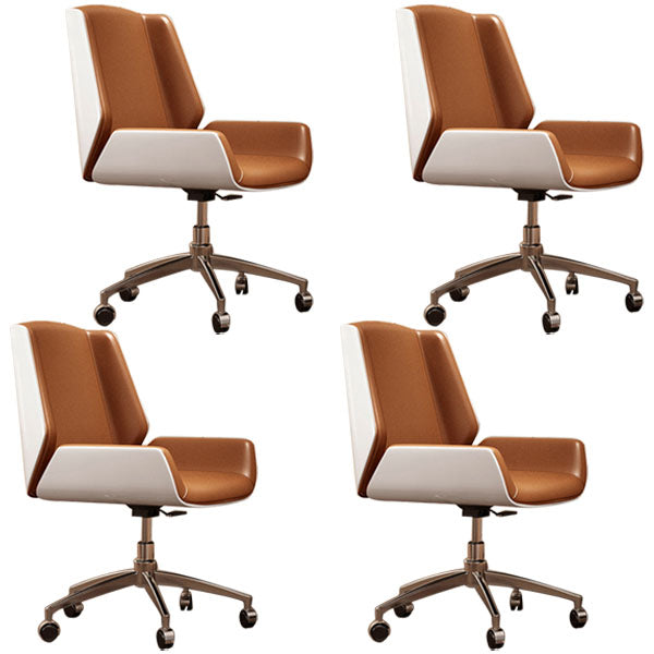 Modern Style Swivel Task Chair Faux Leather Office Chair with Fixed Arms