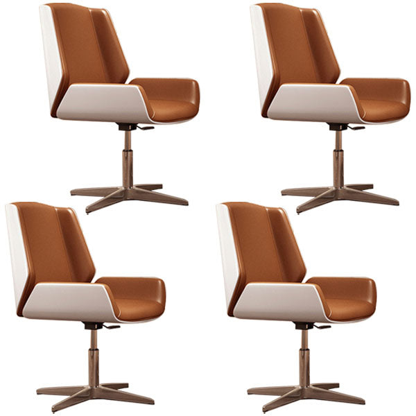 Modern Style Swivel Task Chair Faux Leather Office Chair with Fixed Arms