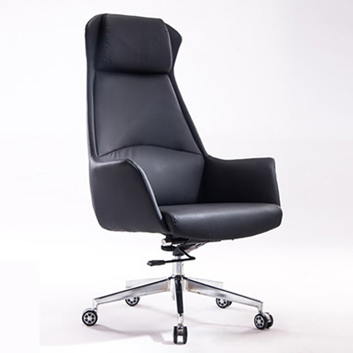 Modern Style Task Chair Leather Office Chair with Fixed Arms