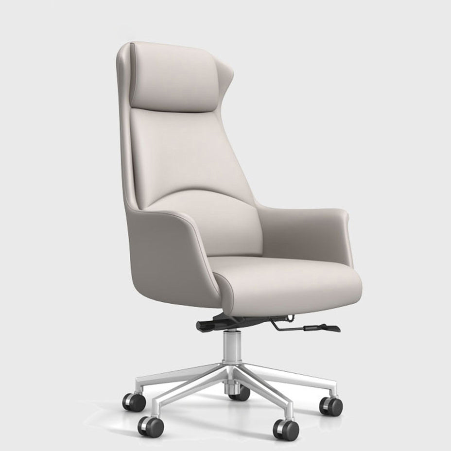 Modern Style Task Chair Leather Office Chair with Fixed Arms