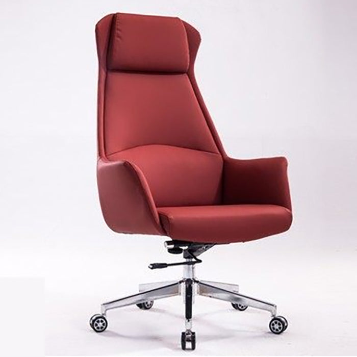 Modern Style Task Chair Leather Office Chair with Fixed Arms