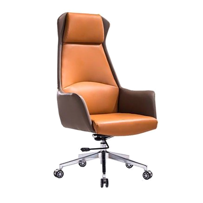 Modern Style Task Chair Leather Office Chair with Fixed Arms