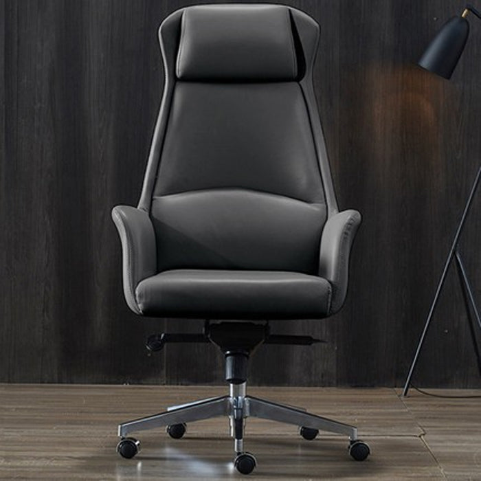 Modern Style Task Chair Leather Office Chair with Fixed Arms