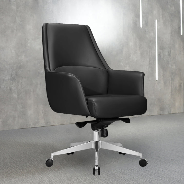 Modern Style Task Chair Leather Office Chair with Fixed Arms