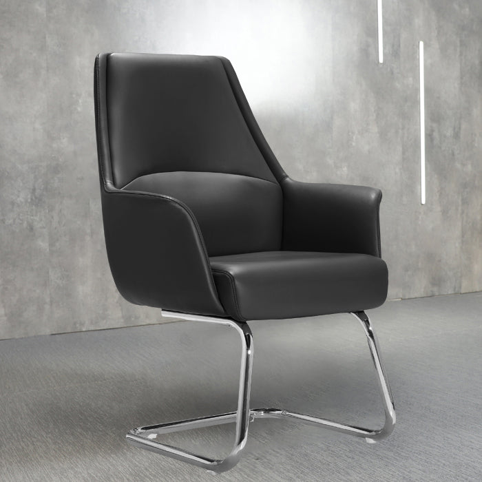 Modern Style Task Chair Leather Office Chair with Fixed Arms