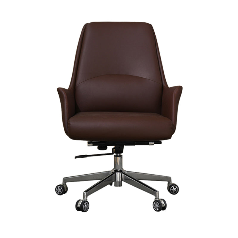 Modern Style Task Chair Leather Office Chair with Fixed Arms