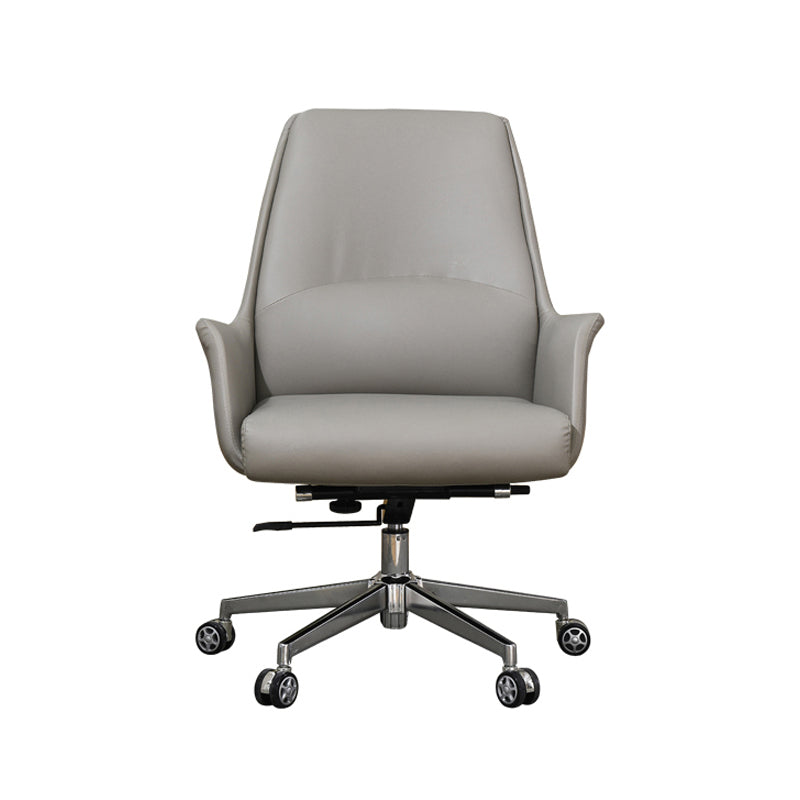 Modern Style Task Chair Leather Office Chair with Fixed Arms