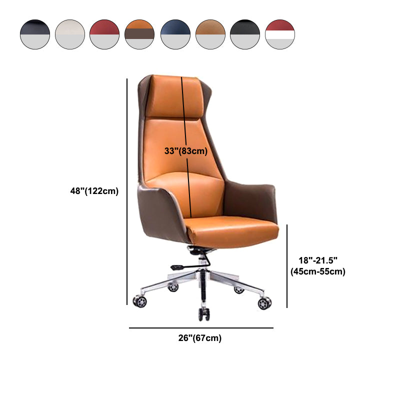 Modern Style Task Chair Leather Office Chair with Fixed Arms