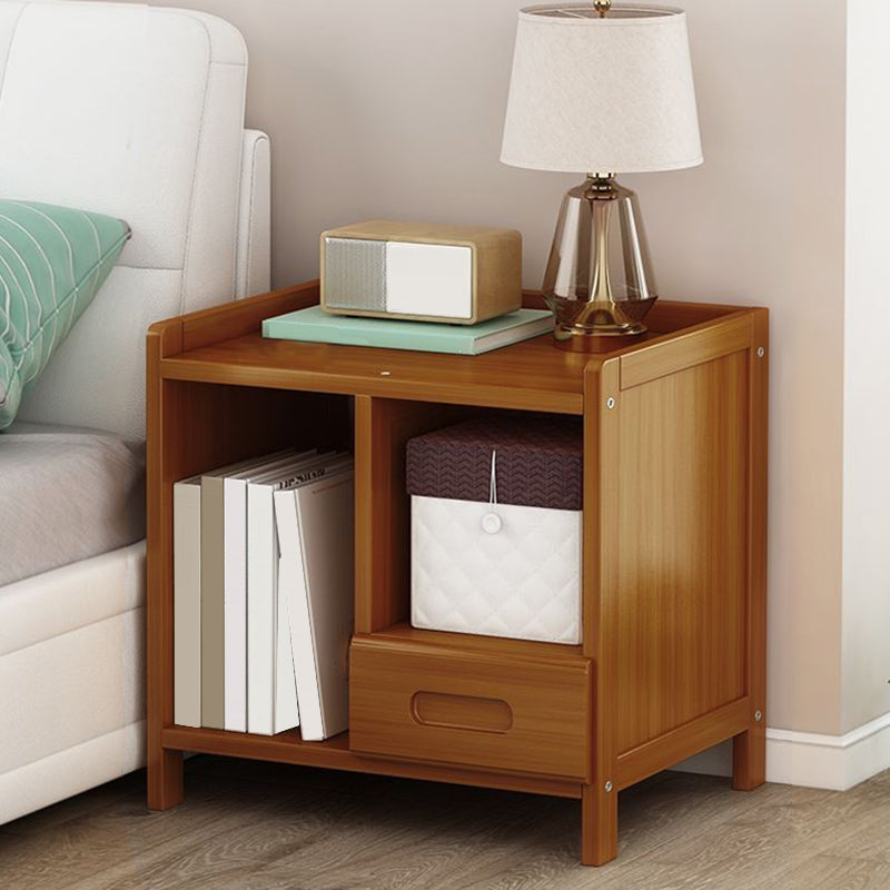 Solid Wood Bed Nightstand Drawer Storage Modern 16 Inch H Night Table with Legs