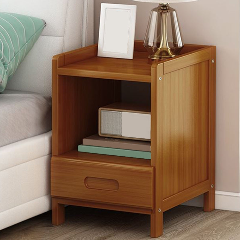 Solid Wood Bed Nightstand Drawer Storage Modern 16 Inch H Night Table with Legs