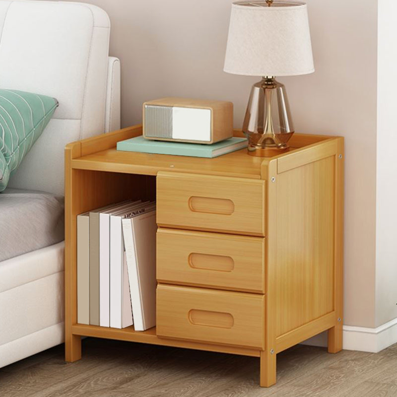 Solid Wood Bed Nightstand Drawer Storage Modern 16 Inch H Night Table with Legs