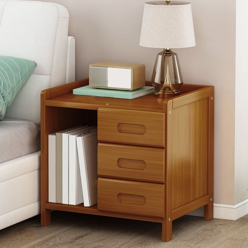 Solid Wood Bed Nightstand Drawer Storage Modern 16 Inch H Night Table with Legs