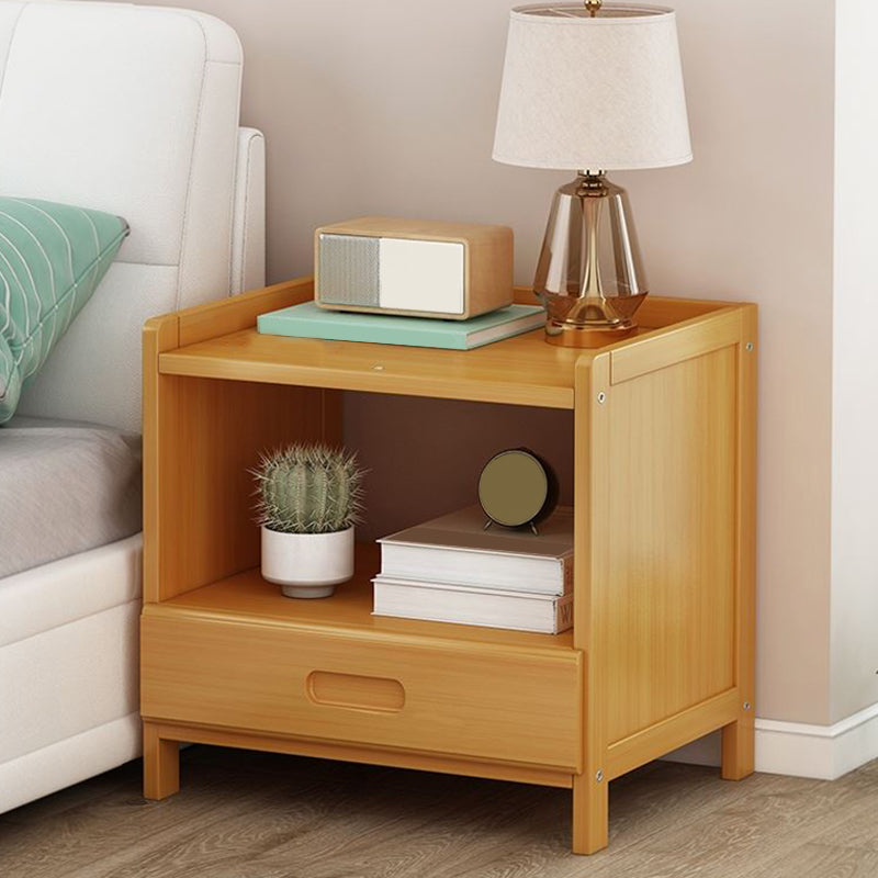 Solid Wood Bed Nightstand Drawer Storage Modern 16 Inch H Night Table with Legs