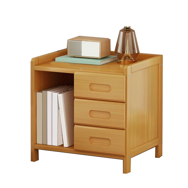 Solid Wood Bed Nightstand Drawer Storage Modern 16 Inch H Night Table with Legs