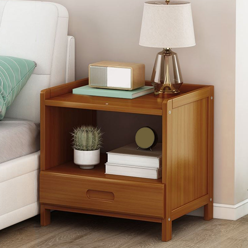 Solid Wood Bed Nightstand Drawer Storage Modern 16 Inch H Night Table with Legs