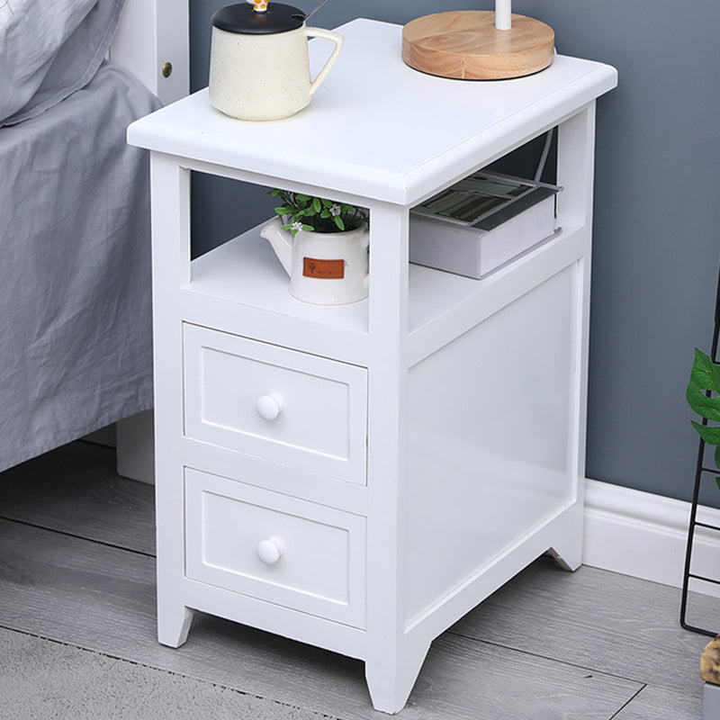 Modern Solid Wood Nightstand Drawers Storage 21 Inch H Legs Included Night Table