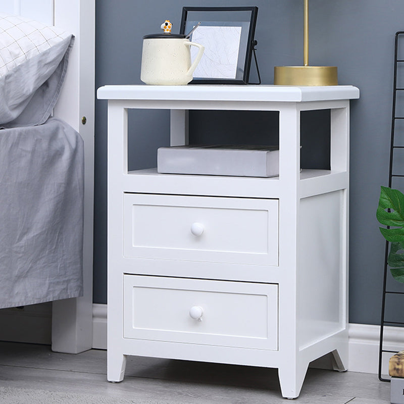 Modern Solid Wood Nightstand Drawers Storage 21 Inch H Legs Included Night Table