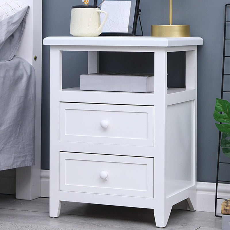 Modern Solid Wood Nightstand Drawers Storage 21 Inch H Legs Included Night Table