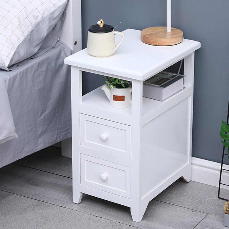 Modern Solid Wood Nightstand Drawers Storage 21 Inch H Legs Included Night Table